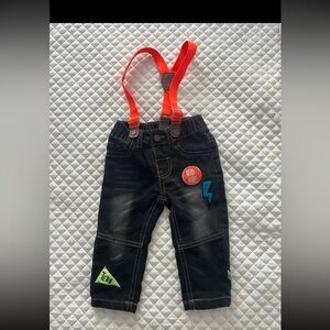 Rosie pope 6-9m baby boy jeans w suspenders